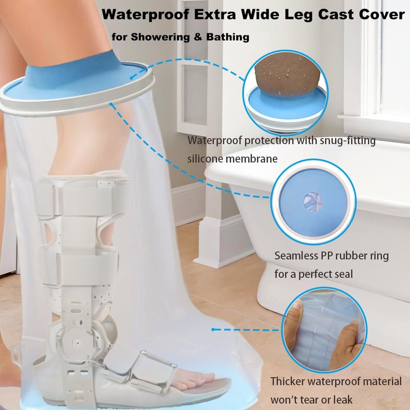 VerdGath Non-Slip Waterproof Extra Wide Leg Cast Cover for Shower - Protector for Surgery Wounds, Bandage, Large Cast, Knee Immobilizer/Brace, Walking Boots (30 in. Long) - Image 5